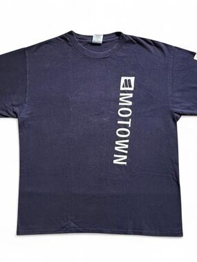 Vintage Motown Records Vertical Logo Men's T-Shirt - Navy L